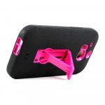 Wholesale HTC One M8 Armor Hybrid Case with Stand (Black Hot Pink)